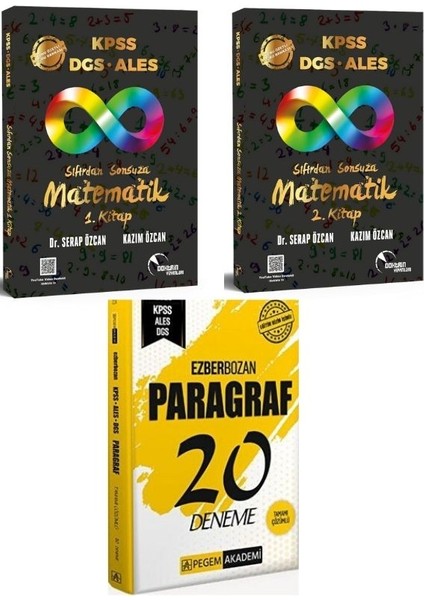 2024 Kpss Dgs Ales Sıfırdan Sonsuza Matematik 1.- 2. Cilt Soru Bankası ve Pegem Paragraf Deneme (3 Kitap)