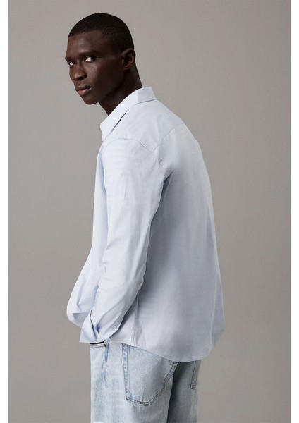 Erkek Ls Solid Stretch Slim Gömlek - Açık Mavi fiyatları