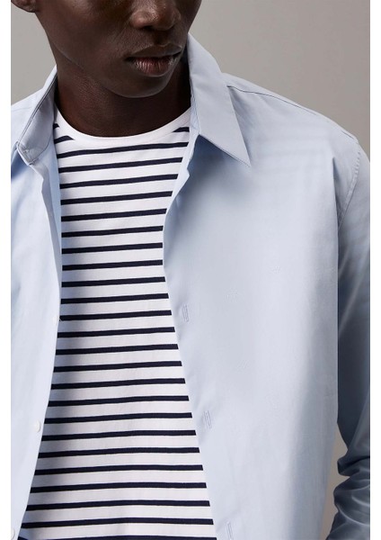 Erkek Ls Solid Stretch Slim Gömlek - Açık Mavi modelleri