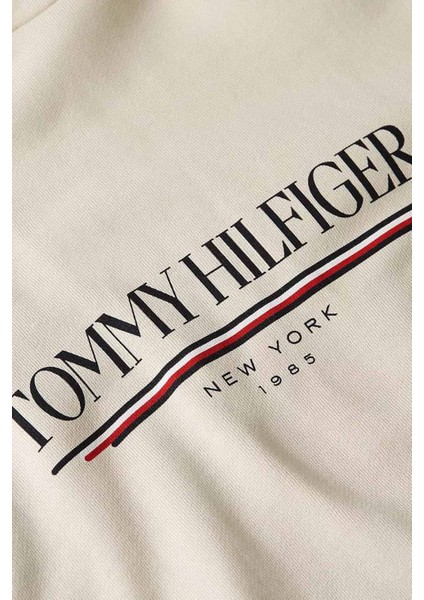 Erkek Kapüşonlu Baskı Logolu Sweatshirt - Ekru fırsatları