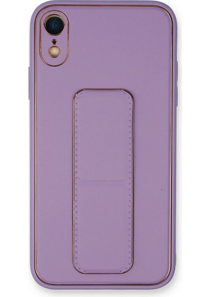 iPhone Xr Kılıf Coco Deri Standlı Kapak - Koyu Lila - TKNAL2667-5711