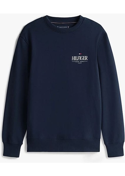 Erkek Regular Fit Baskı Logolu Pamuklu Sweatshirt - Lacivert indirimleri