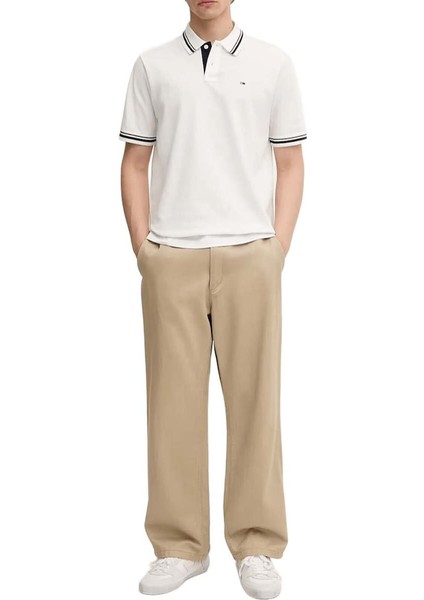 Erkek Regular Fit Yaka ve Kol Ucu Çizgili Polo T-Shirt - Ekru fiyatları