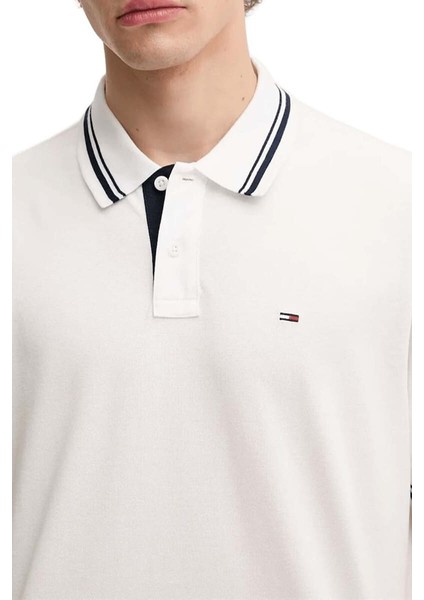 Erkek Regular Fit Yaka ve Kol Ucu Çizgili Polo T-Shirt - Ekru modelleri