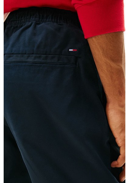 Erkek Beli Bağcıklı Paçası Lastikli Esnek Pamuklu Jogger Pantolon - Lacivert fırsatları