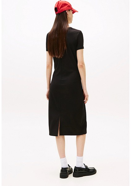 Kadın Fitilli Vücudu Saran Slim Fit Midi Elbise - Siyah fiyatları