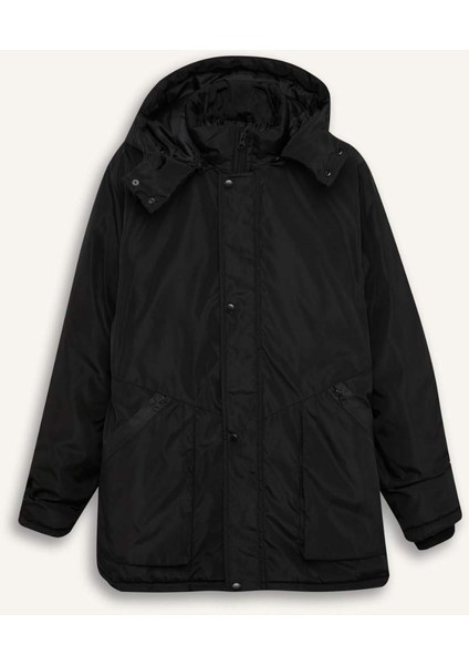 Regular Fit Mont Çıkarılabilir Kapüşonlu Fermuarlı Çıtçıtlı Cepli Mont D5971AX24CW
