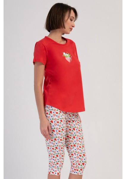 Pamuklu Kadın Kısa Kol Kaprili Pijama Takım , 408369 fiyatları