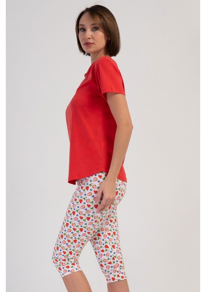 Pamuklu Kadın Kısa Kol Kaprili Pijama Takım , 408369 modelleri