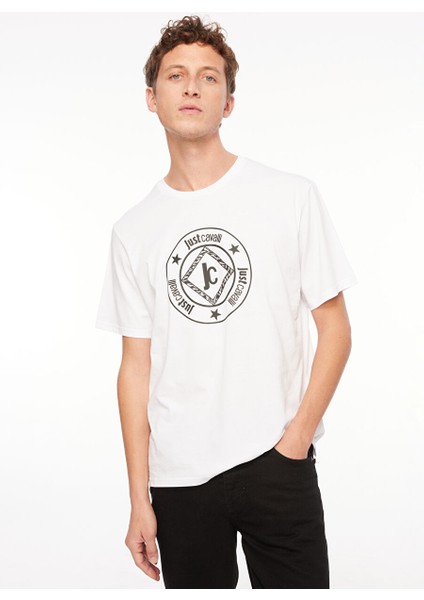 Bisiklet Yaka Beyaz Erkek T-Shirt 75OAHT07