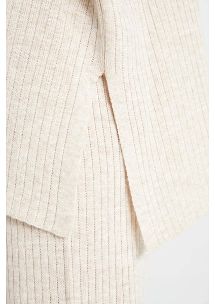 Relax Fit 2'li Takım Triko Bisiklet Yaka Kazak Geniş Paça Pantolon D5232AXNS