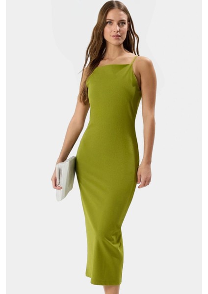 Maxi Örme Elbise Halter Yaka Bodycon Yazlık Günlük Kaliteli Işçilik Trend Tasarım Konforlu Kesim