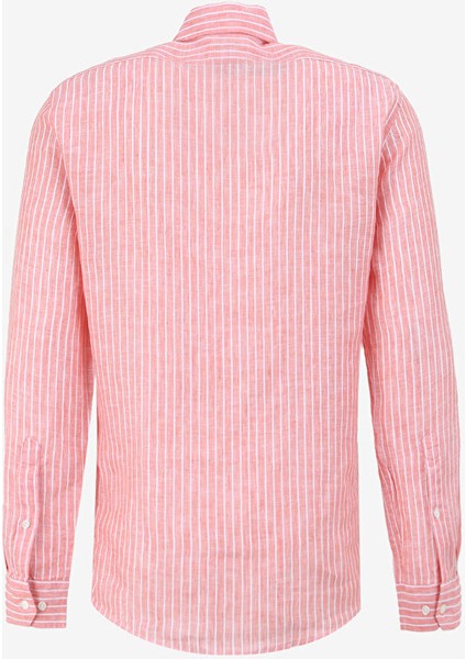 Slim Fit Düğmeli Yaka Turuncu Erkek Gömlek BBSS24MSH039