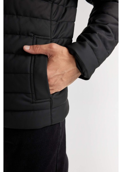 Su İtici Slim Fit Suni Deri Mont Dar Kesim Dik Yaka Fermuarlı Cepli B3568AX25SP