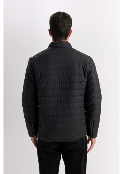 Su İtici Slim Fit Suni Deri Mont Dar Kesim Dik Yaka Fermuarlı Cepli B3568AX25SP