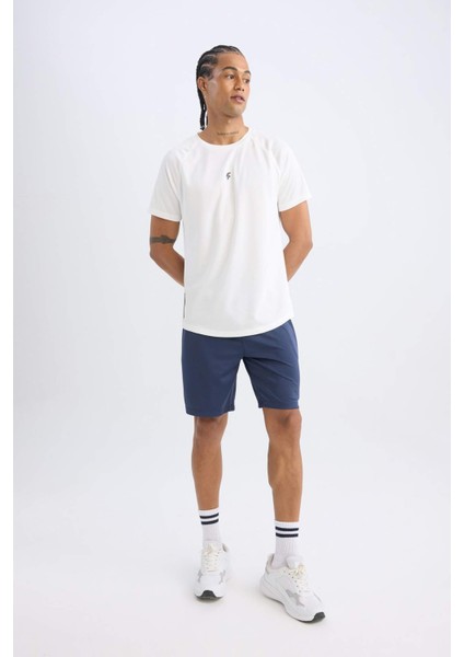 Fit Hızlı Kuruyan Slim Fit Dar Kesim Bisiklet Yaka Baskılı Sporcu Kısa Kollu Tişört V2887AZ25SP