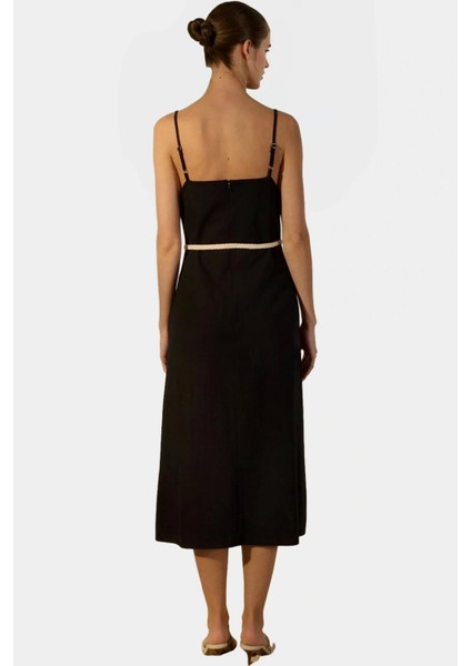 Yazlık A Line Kolsuz Pamuklu Keten Midi Elbise Günlük Şıklık Konforlu Kesim modelleri