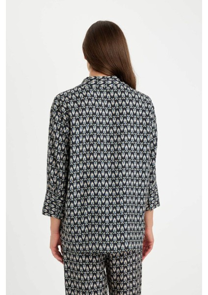 Regular Fit Desenli Uzun Kollu Gömlek C3818AX24AU