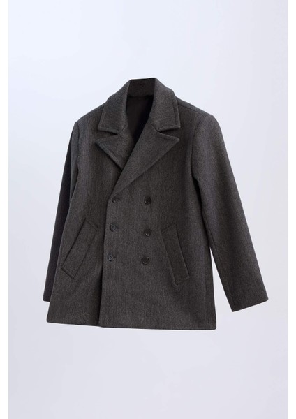 Slim Fit Dar Kesim Düğmeli Cepli Astarlı Kaşe Kaban Parka D1521AX24WN