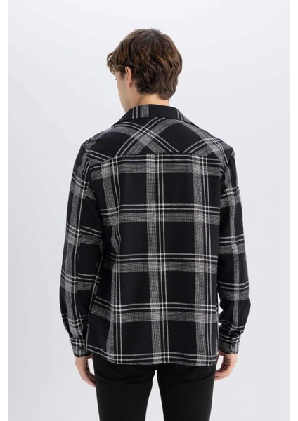 %100 Pamuk Regular Fit Kareli Oduncu Flanel Uzun Kollu Gömlek D6727AX24AU