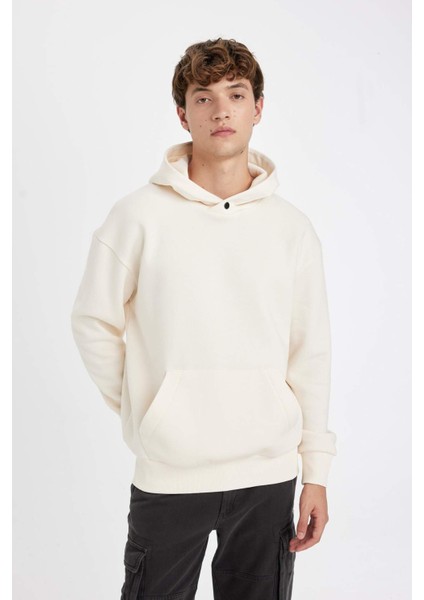 Boxy Fit Kapüşonlu Sırt Baskılı Sweatshirt C7047AX24AU