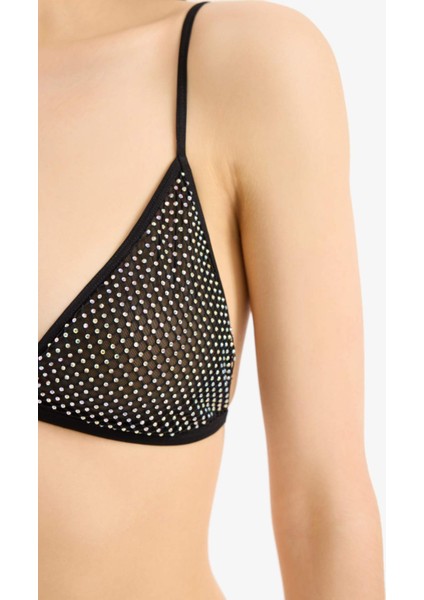 Fall in Love Simli Pedsiz Tül Siyah Bra D6437AX24WN