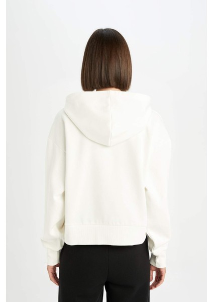 Boxy Fit Kapüşonlu Baskılı Sweatshirt D6718AX24WN indirimleri
