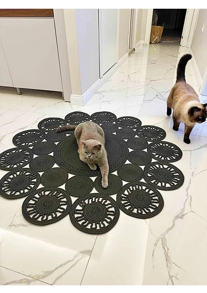 Jüt Halat Papatya Model Paspas Kilim Yolluk Halı