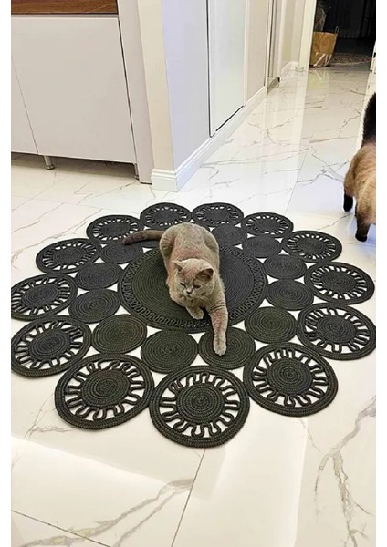 Jüt Halat Papatya Model Paspas Kilim Yolluk Halı