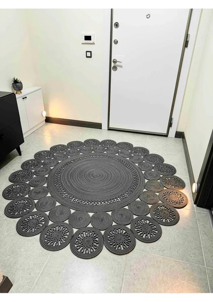 Jüt Halat Papatya Model Paspas Kilim Yolluk Halı