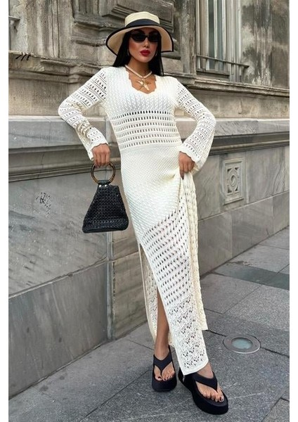 Ajur Detaylı Ispanyol Kol Elbise 2840