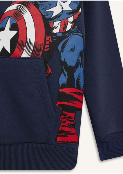 Erkek Çocuk Marvel Kapüşonlu Kanguru Cepli Sweatshirt D6737A824WN