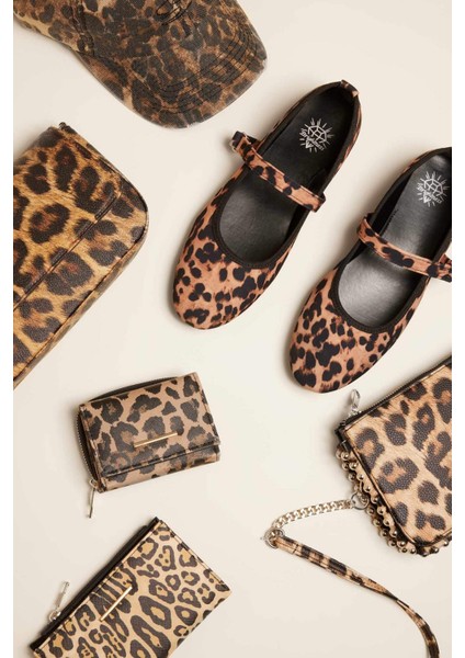 Kadın Leopar Desenli Suni Deri Cüzdan