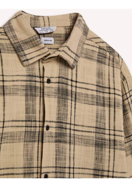 %100 Pamuk Regular Fit Kareli Oduncu Flanel Uzun Kollu Gömlek D6727AX25SP