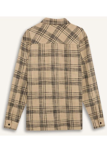 %100 Pamuk Regular Fit Kareli Oduncu Flanel Uzun Kollu Gömlek D6727AX25SP