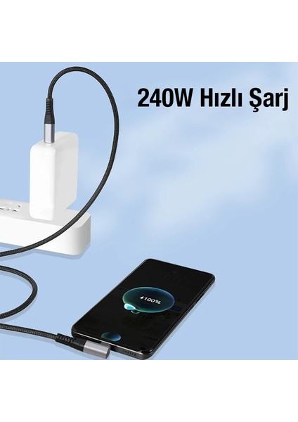 Ally 240W Type-C To Type-C Yatay Laptop-Telefon Hızlı Data ve Şarj KABLOSU-(1903) - PHN2170-3856