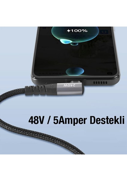 Ally 240W Type-C To Type-C Yatay Laptop-Telefon Hızlı Data ve Şarj KABLOSU-(1903) - PHN2170-3856
