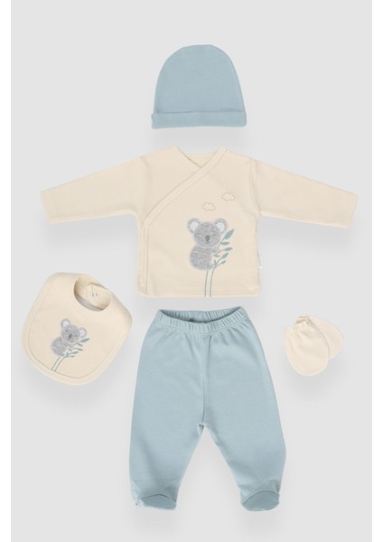 Koala Pattern 5’li Yenidoğan Bebek Hastane Çıkışı Zıbın Seti