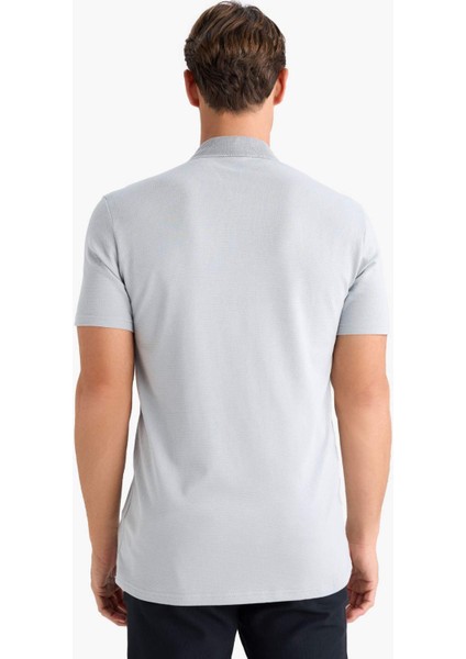 Slim Fit Dar Kesim Polo Yaka Kısa Kollu Pamuklu Modal Karışımlı Basic Düz Tişört M6609AZ25SP