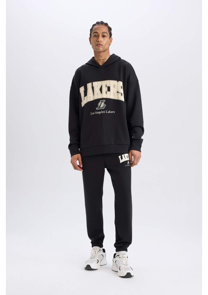Fit NBA Los Angeles Lakers Jogger Eşofman Altı Standart Fit Cepli Esnek Bantlı Paça Skuba Dalgıç Kumaş D6723AX25SP