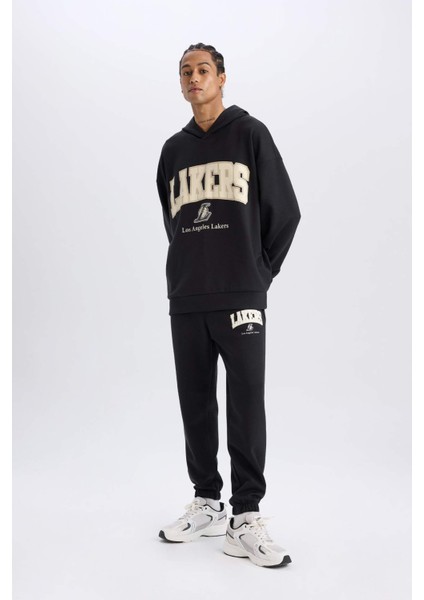 Fit NBA Los Angeles Lakers Jogger Eşofman Altı Standart Fit Cepli Esnek Bantlı Paça Skuba Dalgıç Kumaş D6723AX25SP
