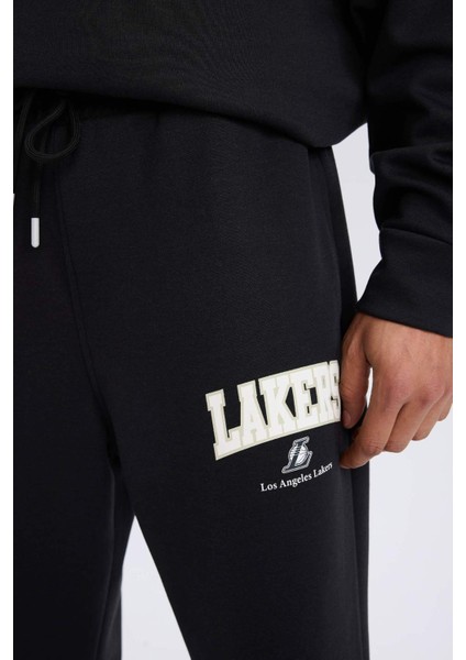 Fit NBA Los Angeles Lakers Jogger Eşofman Altı Standart Fit Cepli Esnek Bantlı Paça Skuba Dalgıç Kumaş D6723AX25SP