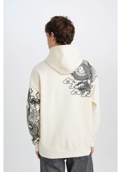 Oversize Geniş Kalıp Kapüşonlu Baskılı Sweatshirt A7469AX24AU