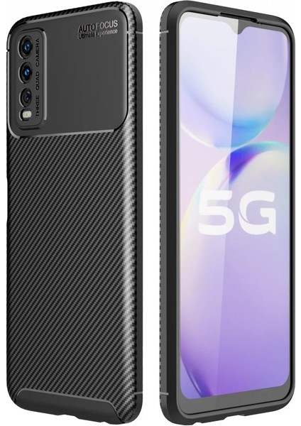 Vivo Y11S Kılıf Auto Focus Karbon Kapak - Siyah - PHN5733-3227