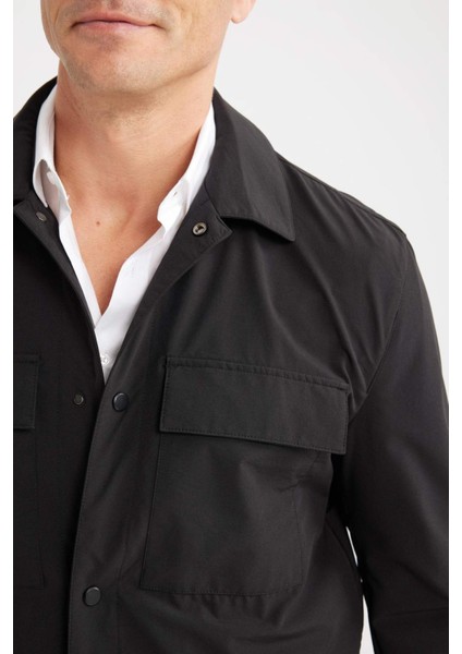 Regular Fit Polo Yaka Çıtçıtlı Cepli Teknik Gömlek Ceket B7396AX25SP