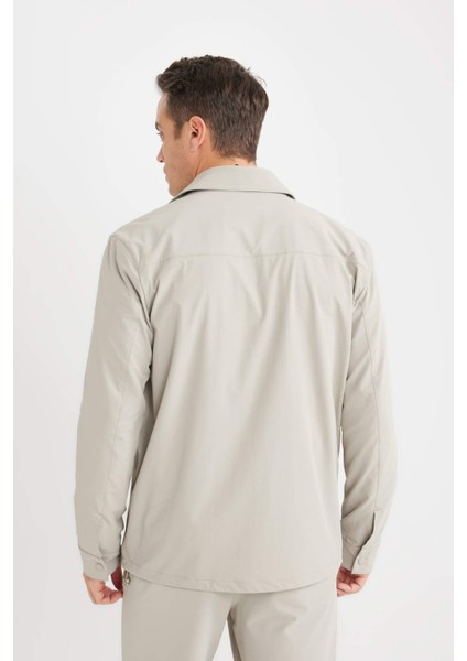 Regular Fit Polo Yaka Çıtçıt Kapamalı Cepli Teknik Gömlek Ceket B7396AX25SP
