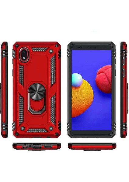 Samsung Galaxy A01 Core Kılıf Sofya Yüzüklü Silikon Kapak - Siyah - PHN1015-8140