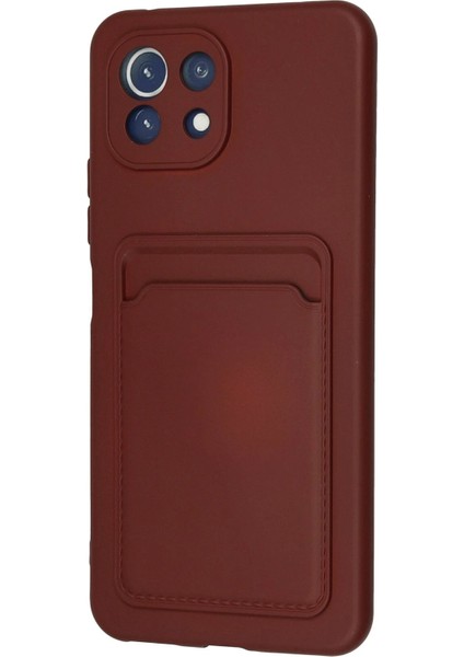 Xiaomi Mi 11 Lite Kılıf Kelvin Kartvizitli Silikon - Bordo - PHN5409-2943