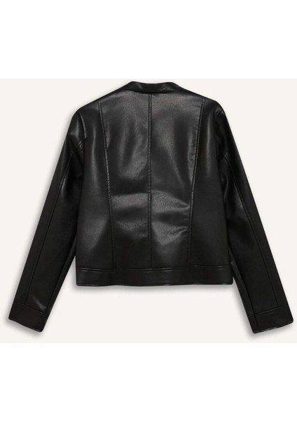 Regular Fit Fermuarlı Suni Deri Mont Y7156AZ25SP