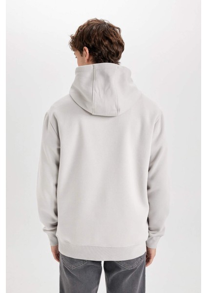 Regular Fit Kapüşonlu Kanguru Cepli İçi Yumuşak Tüylü Basic Düz Sweatshirt X8283AZ25SP